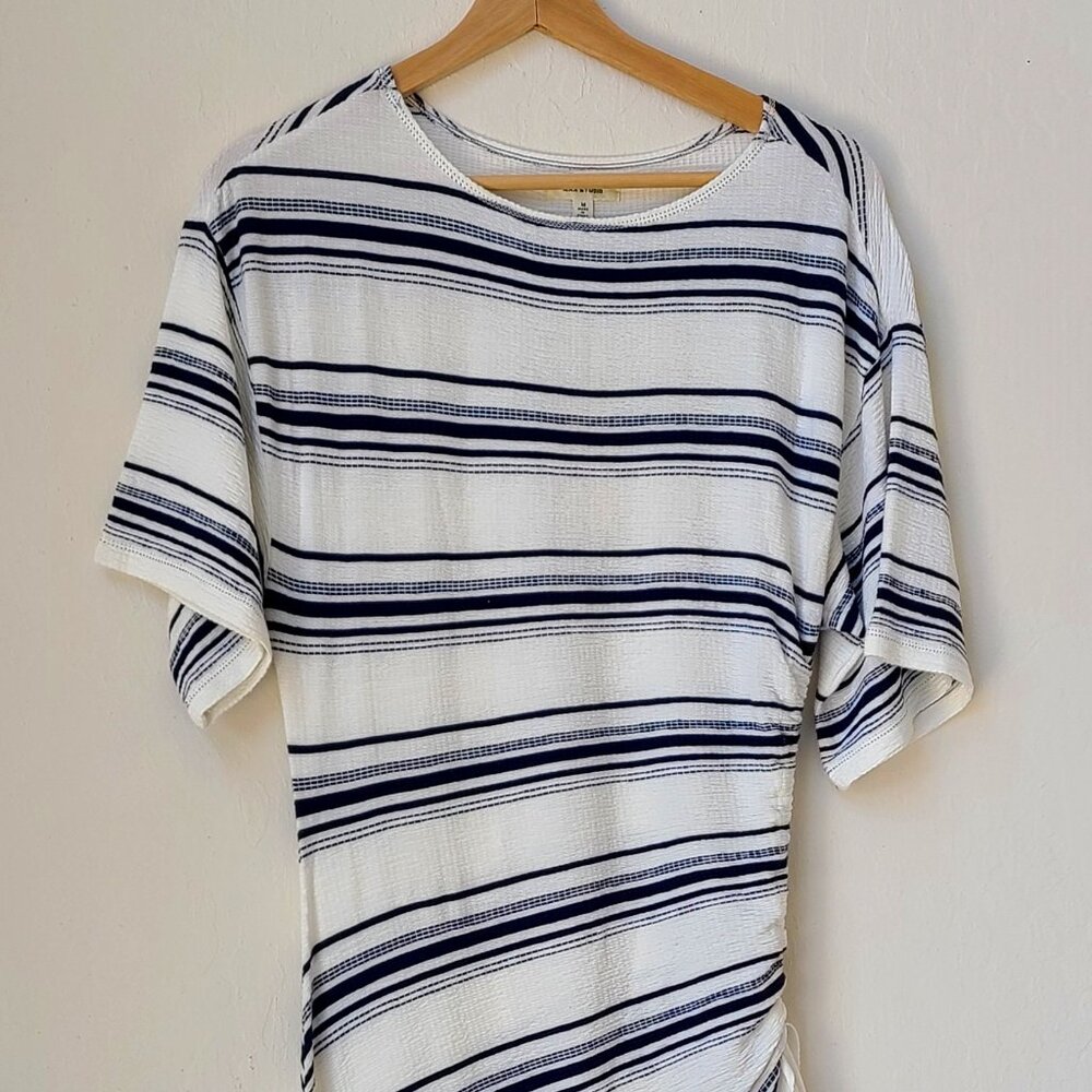 Max Studio Striped Gauze Midi-Dress -- fitted, midi (white/navy) -- new w/ tags!